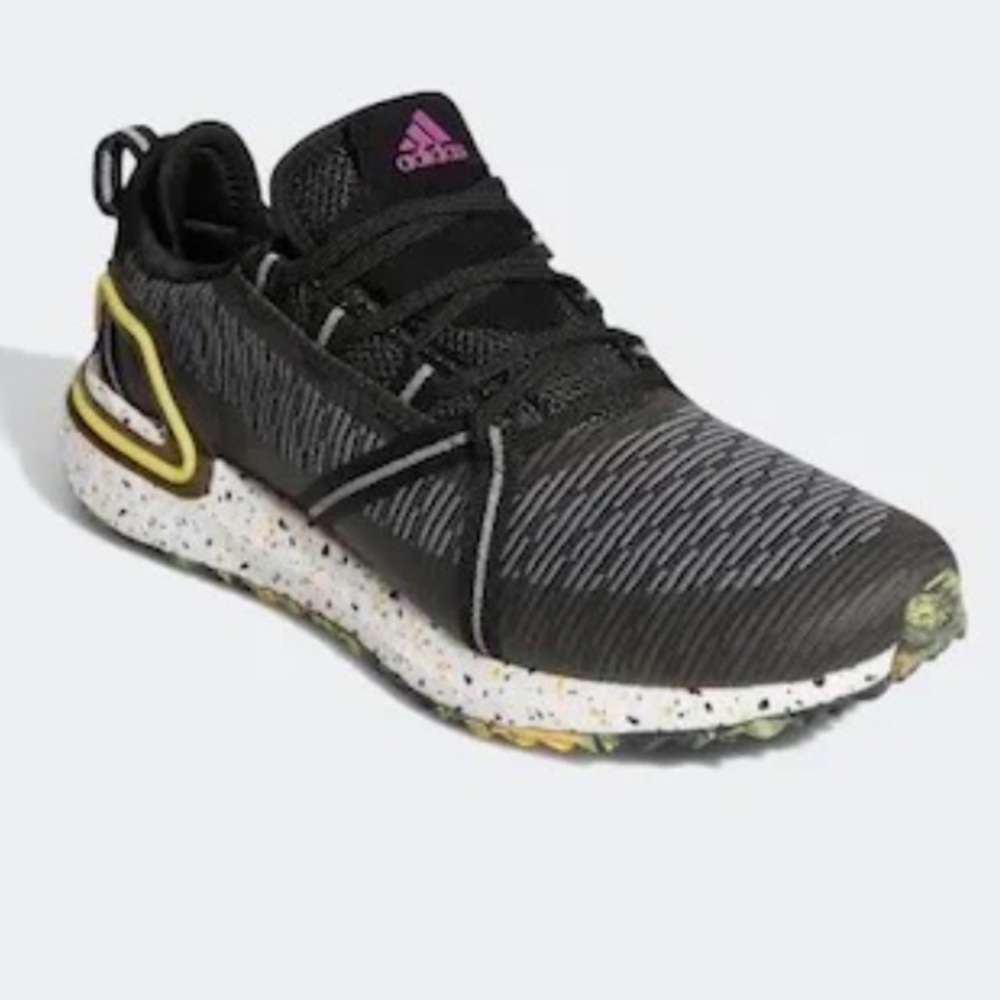 ADIDAS Solarthon Golf Shoes - Core Black / Sonic Fuchsia / Solar Gold 8/5